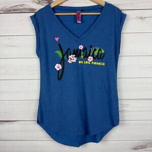 Jamaica‎ Sun Kissed Short Sleeve T-shirt Travel Tourist V Neck Size XL